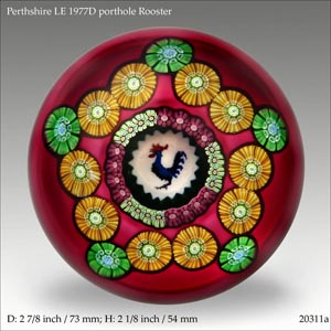 Perthshire 1977D Rooster paperweight (ref. 20311A)