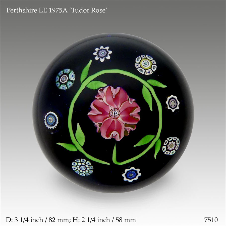Perthshire LE 1975A Tudor Rose paperweight (ref. 7510)