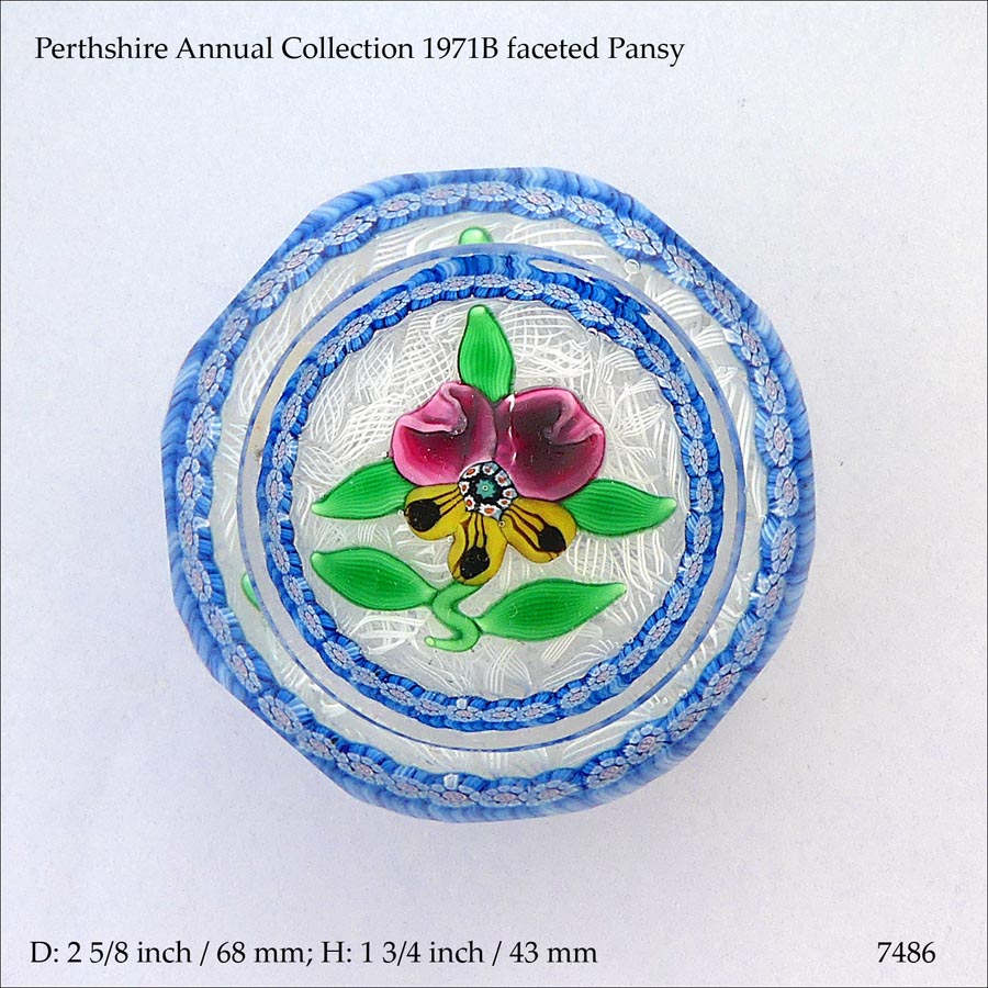 Perthshire 1971B pansy paperweight (ref. 7486)