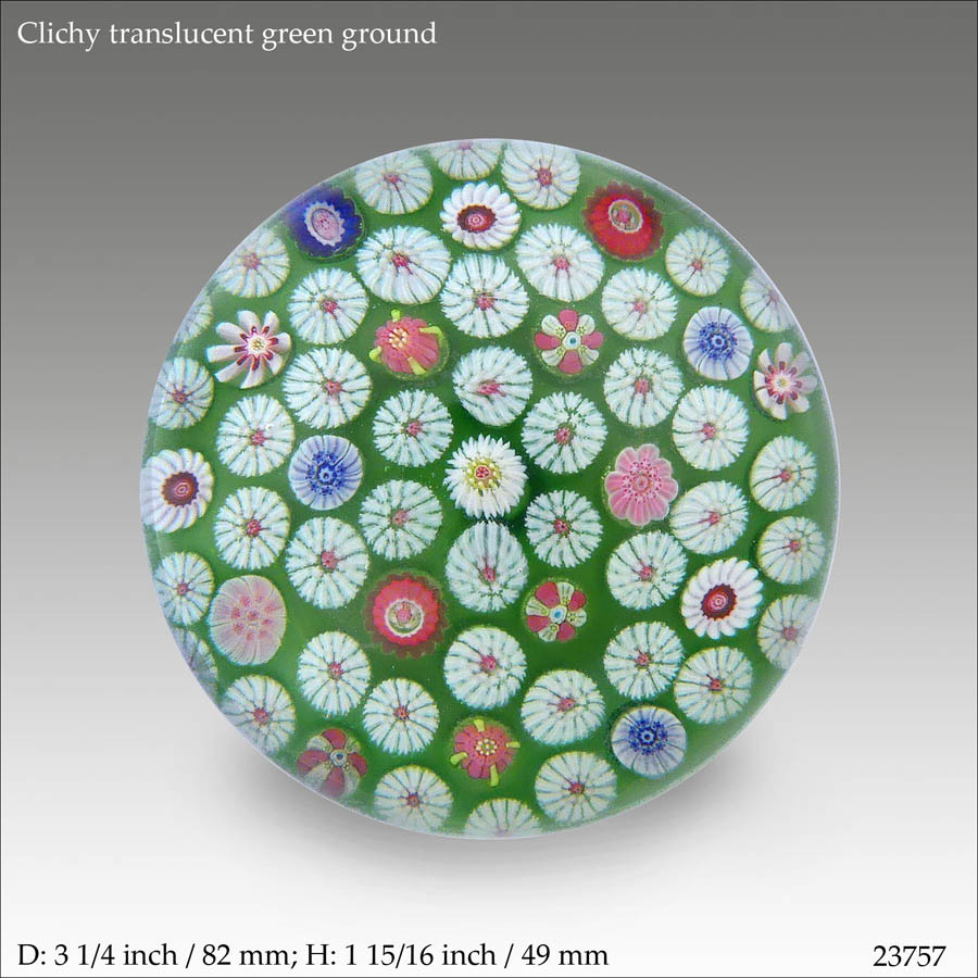 Clichy colour ground paperweight (ref. 23757)